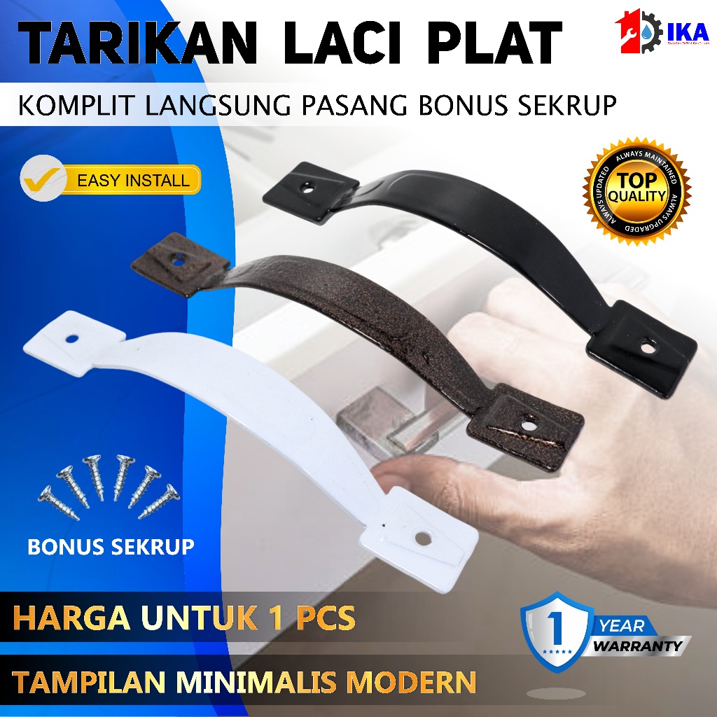 TARIKAN LACI Handle Pintu Lemari Pegangan Handel Plat Besi model PLAT LEBAR / Tarikan Laci Besi puti