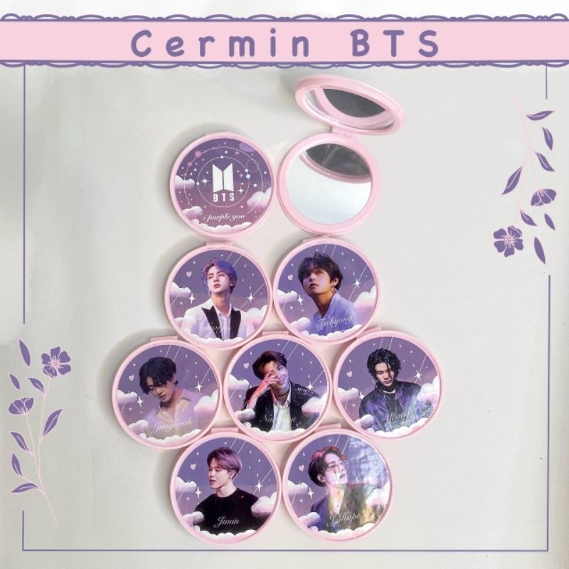 Cermin Bulat BTS cermin lipat Karakter Artis Korea / Cermin Bulat Portable / Cermin Makeup Bentuk Bu