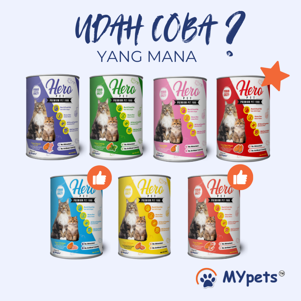HERO CANNED PREMIUM PET FOOD 400gr | Makanan Kucing Kaleng - Makanan Basah Kucing - Wet Cat Food - M