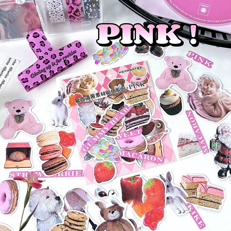 

[30pcs] Sticker Retro/ Stiker Deco Journal DIY Scrapbook/ Tempelan Hiasan Buku Aesthetic