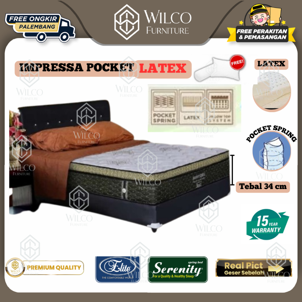 Kasur Matras Springbed Elite Serenity Impressa Pocket Latex - 160 x 200