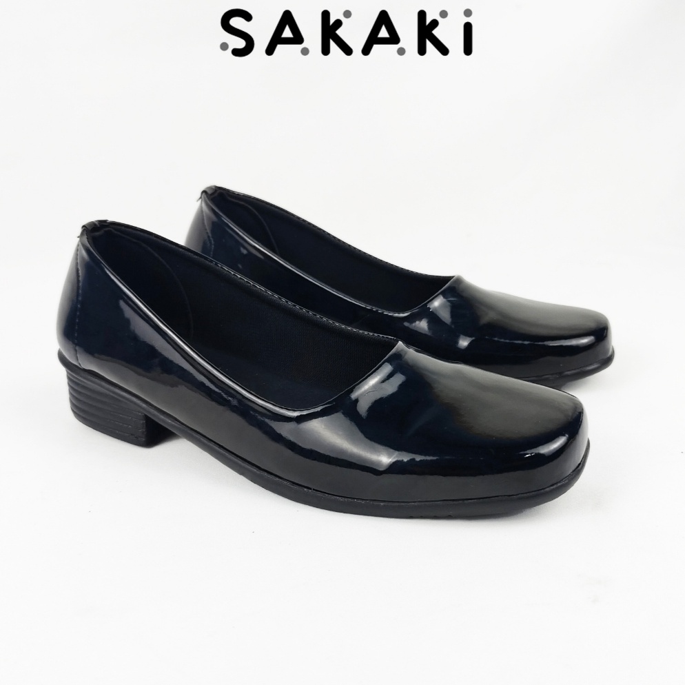 KODE X86C Sepatu Wanita Pantofel Hitam Polos Sepatu Sekolah Slip on Hak 3 cm