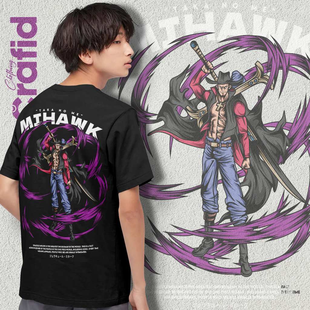 Kaos Distro One Piece Bahan MIHAWK Cotton 24s Unisex Premium Terbaik MIHAWK01