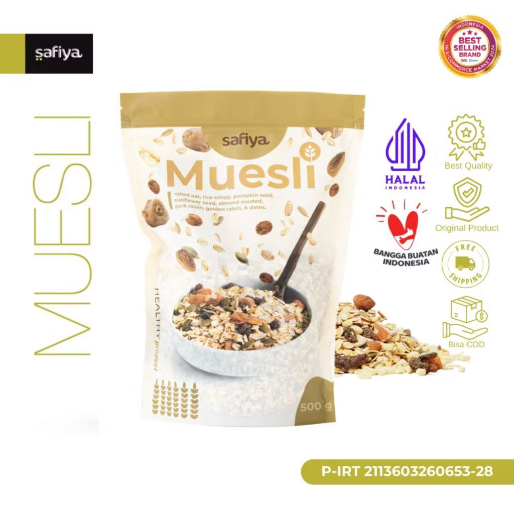 

Safiya Muesli Fruit & Seed 500 Gram Sereal Sehat Original Diet