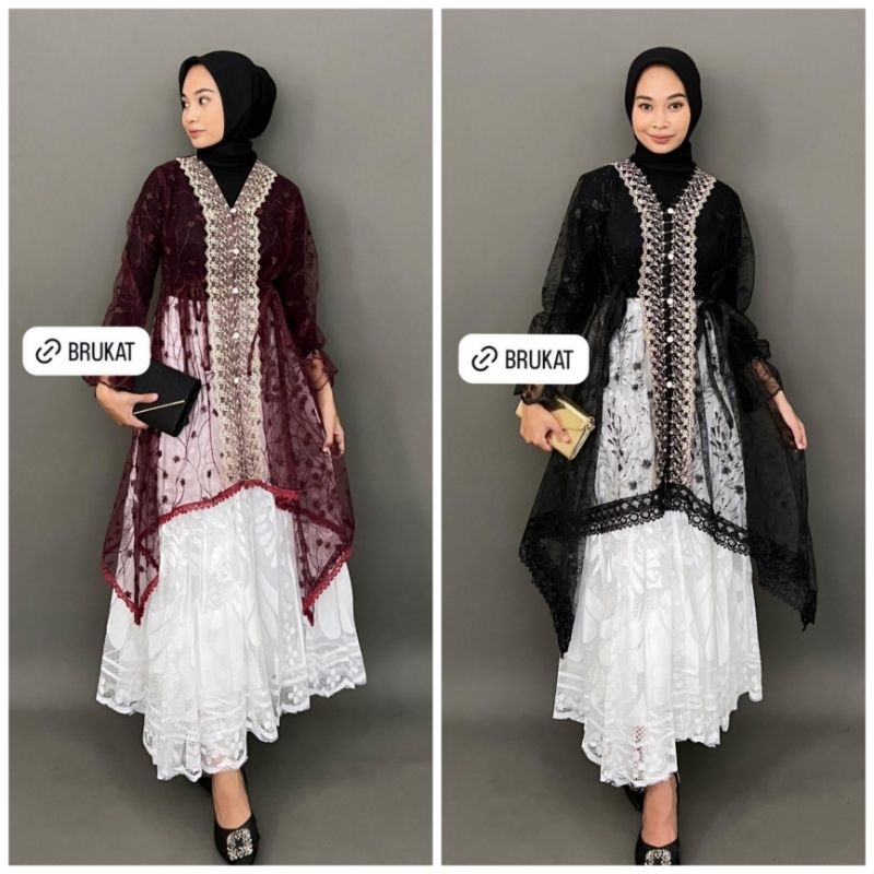 FLASH SALE KERIN OUTER TUNIK TILLE BRUKAT CARDIGAN TILLE BROKAT LENGAN PANJANG KEBAYA TUNIK ATASAN