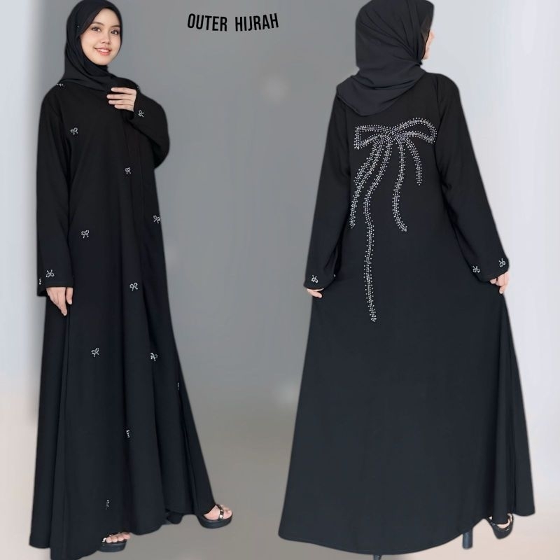 HIJRAH TERSEDIA 2 PILIHAN MODEL OUTER / ABAYA BEST SELLER KOMBINASI MATA BLINK PITA BAHAN JETBLACK A