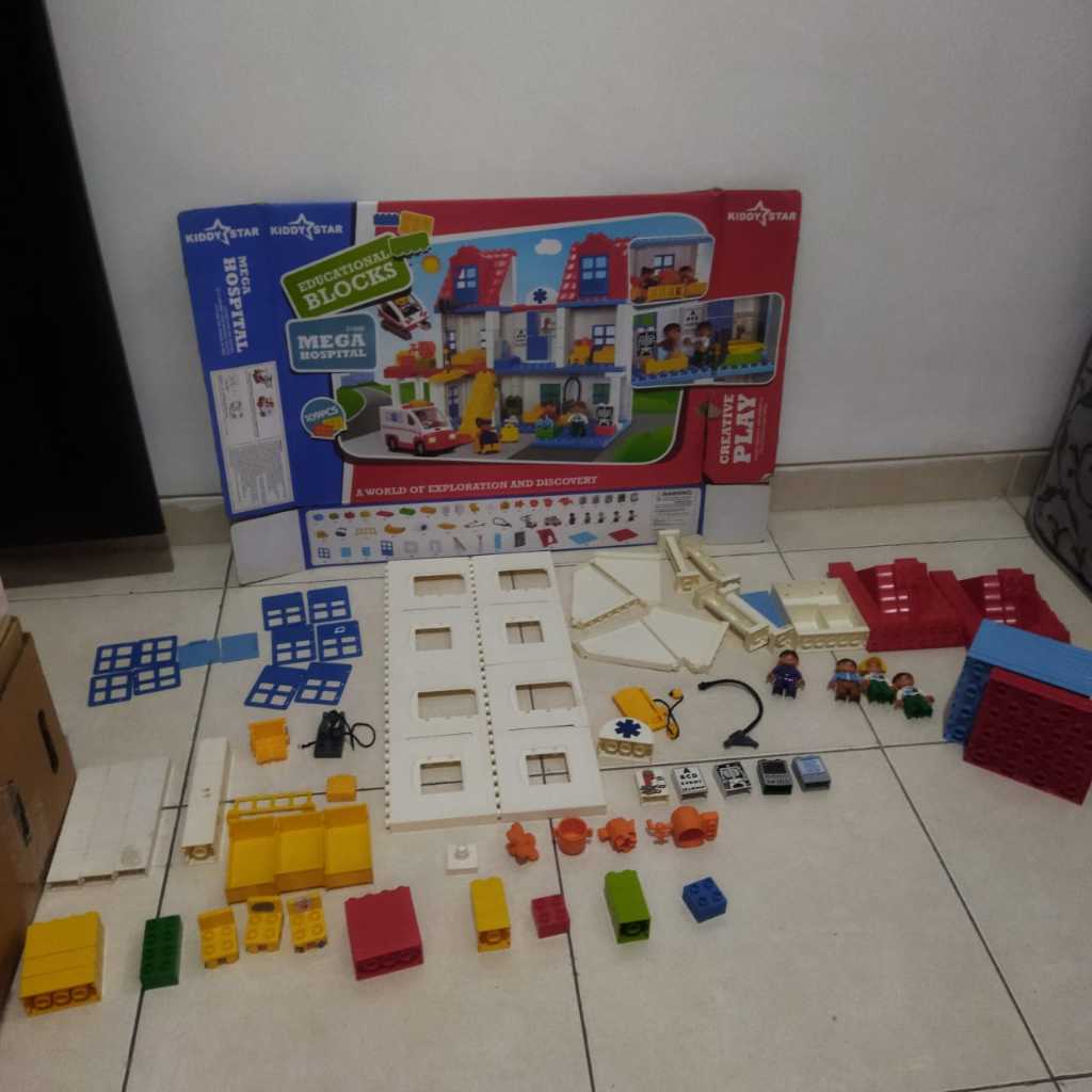 KIddy star educational blocks funny blocks mega hospital city house chasing racing car mainan anak b