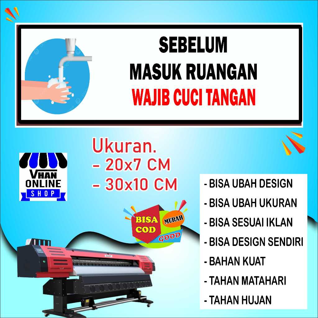 

Cetak Stiker Tulisan Wajib Cuci Tangan Bahan Bagus Putih