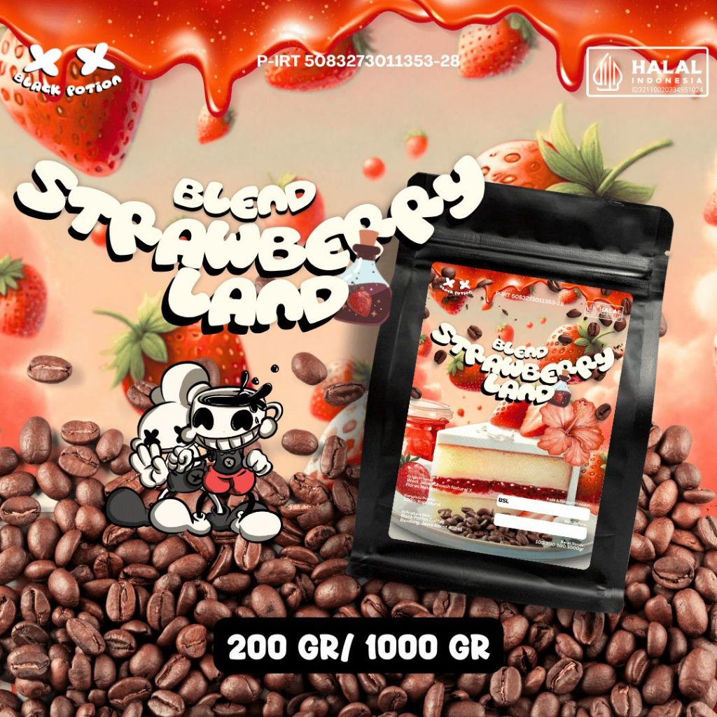 Blend Strawberry Land Coffee Bean Arabika Biji Kopi by Black Potion Coffee