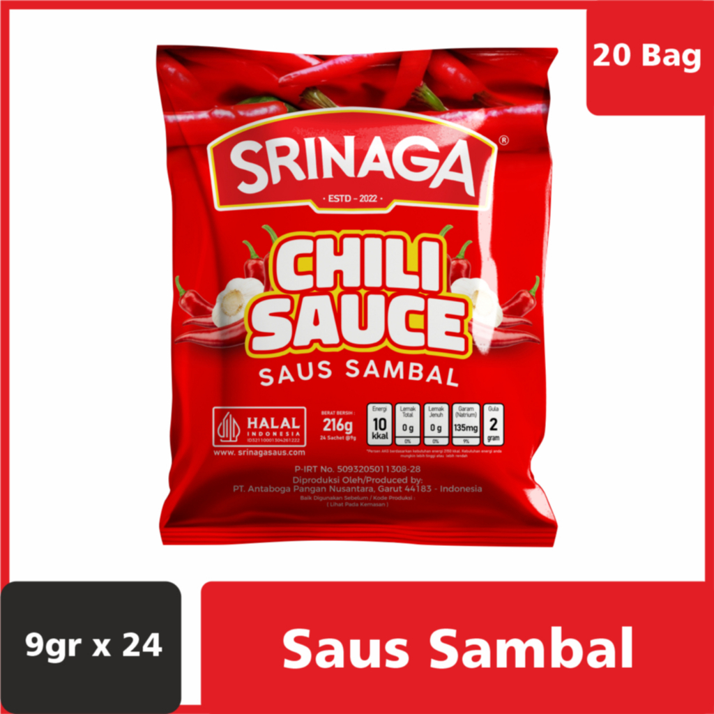 

Srinaga Chili Sauce Stick 9 gr x 24, 1 Karton (isi 20 Bag)