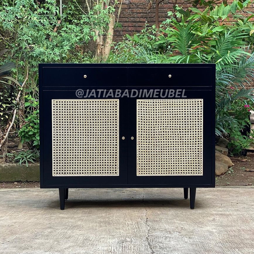 Bufet Meja Tv Retro Rotan Minimalis Jati, Lemari Buffet Sideboard Minimalis Jati, Meja Dinding Jati