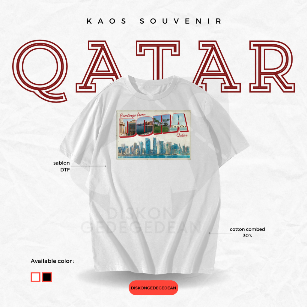 Diskongedegedean Kaos Souvenir Qatar Baju Tshirt Oleh Oleh Qatar Dewasa Anak Varian 1
