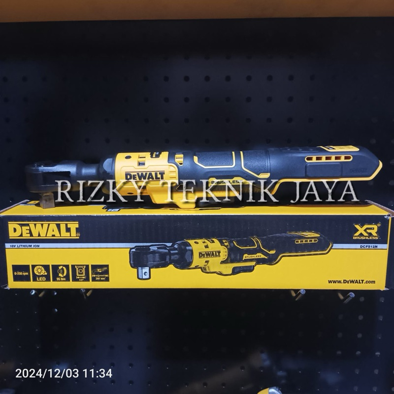 Mesin Bor Impact Racet Rachet Ratchet Baterai DEWALT RACHET DCF512N UNIT ONLY 1/2 in Variable Speed 