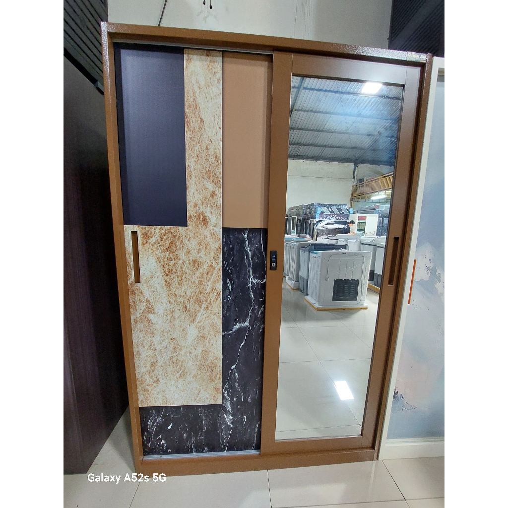 LEMARI BESI 2 PINTU SLEDING FULL KACA