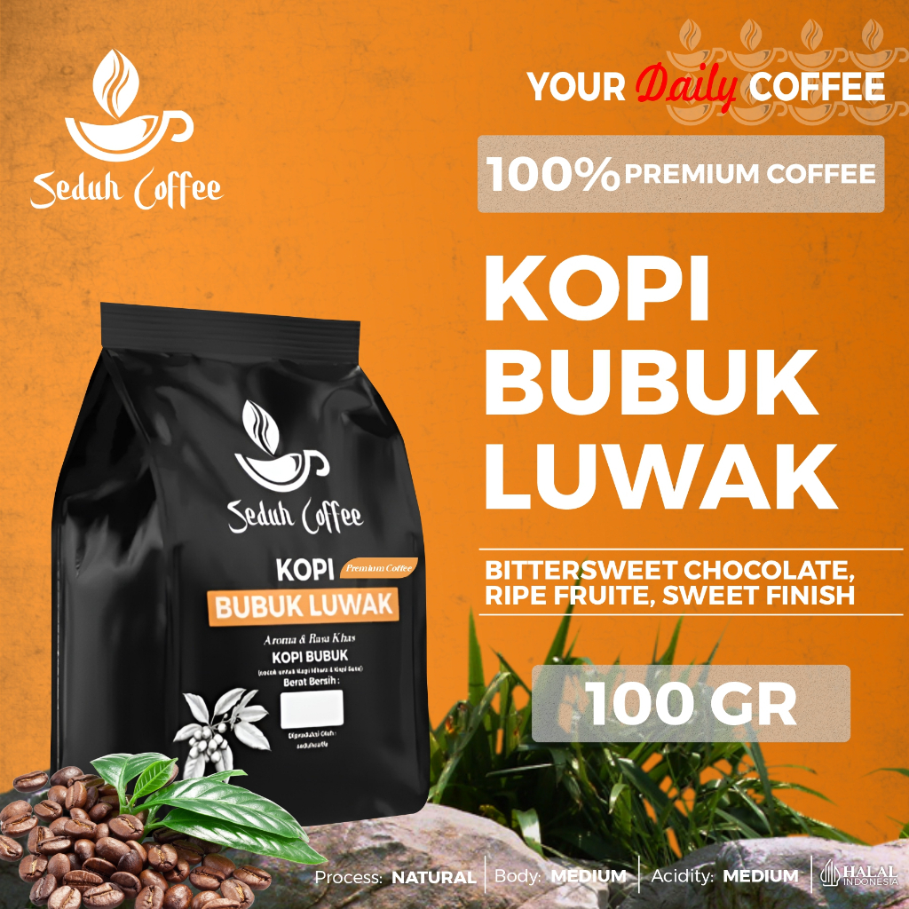 

SEDUH- Bubuk Kopi Bubuk Luwak Berat Bersih 100gr