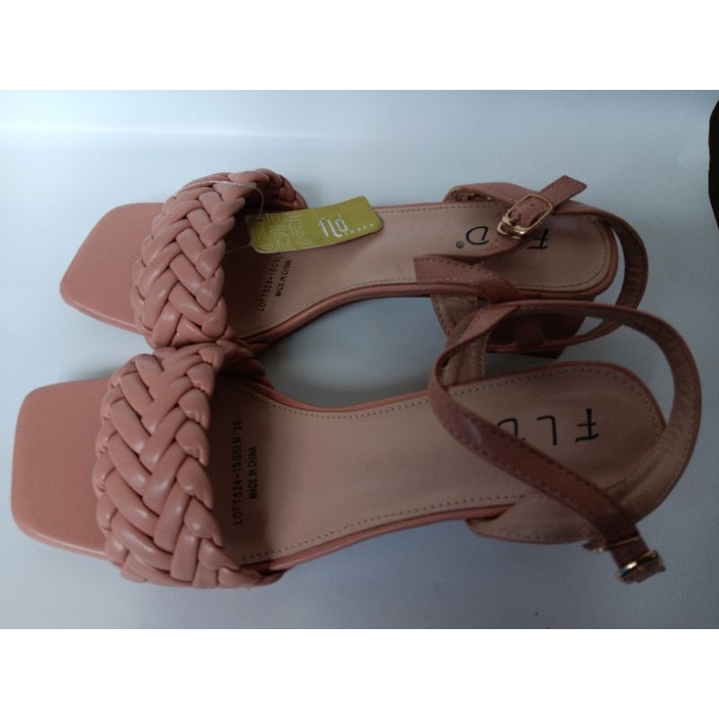 Fladeo sepatu baru wanita heels casual kantor warna merah muda ukuran 38
