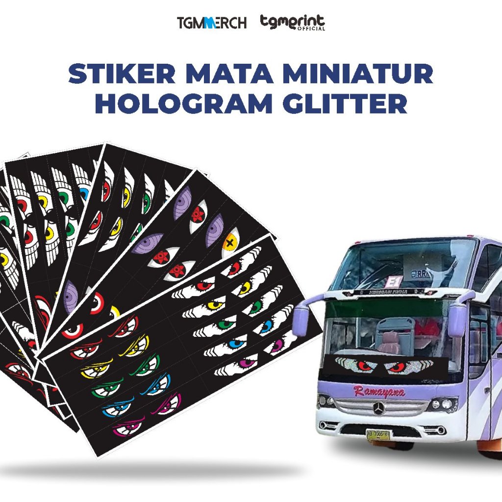 

TGM MERCH - Stiker Mata Miniatur Bus Bahan Hologram Glitter