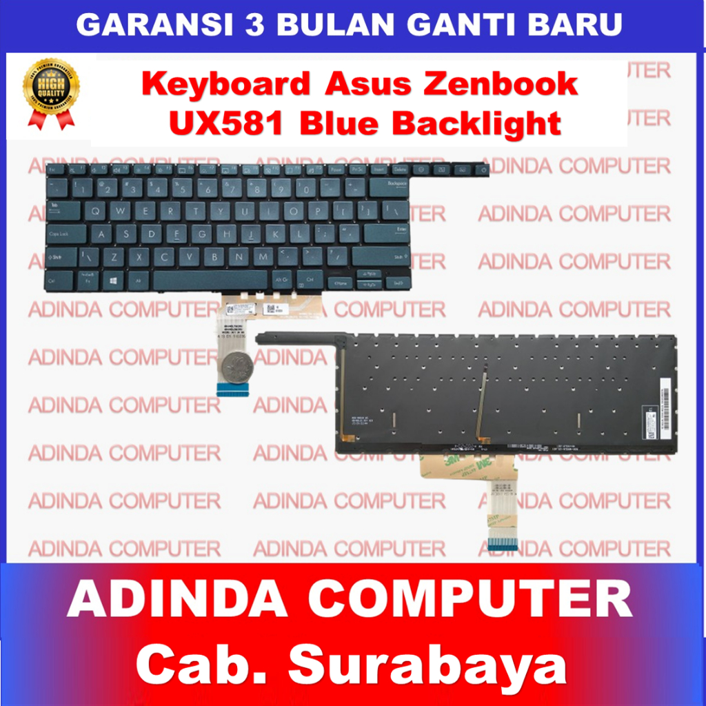 Keyboard Asus Zenbook Pro Duo 15 UX581 UX581F UX581G UX581GV UX581GV-XB74T Blue Backlight Backlite