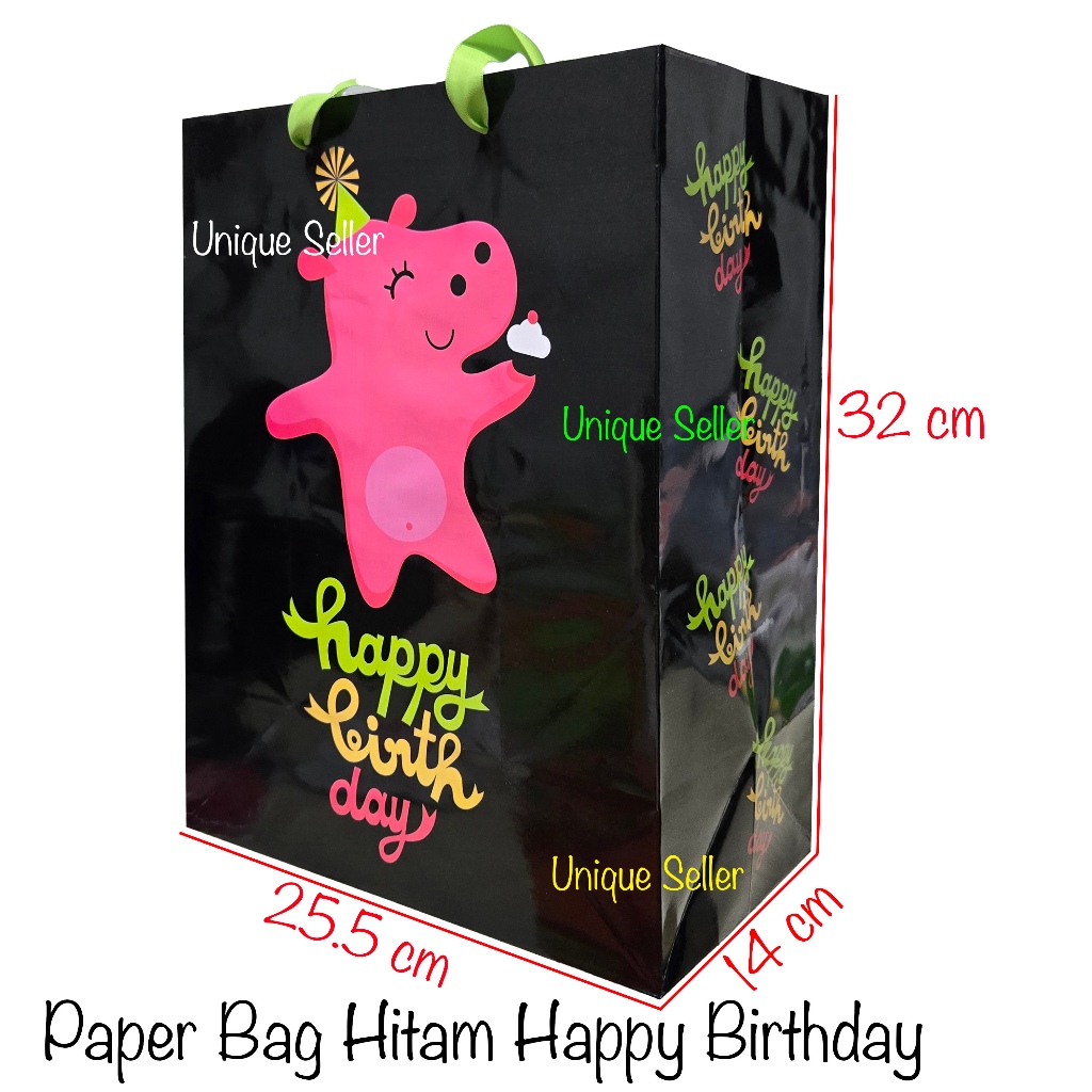 

Paper Bag Goodie Hand Bag Tas Kertas Kado Souvenir Hadiah Acara Ulang Tahun Ultah Hitam Happy Birthday Hbd Glitter 25.5x14x32 cm / Tas Hadiah Kado Souvenir Acara Ulang Tahun Ultah Happy Birthday Hitam Hbd Glitter / Tas Kertas Tali Paper Bag Tali Gliter