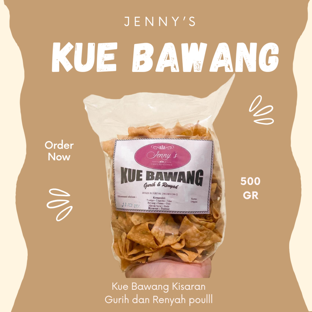 

KUE BAWANG JENNY'S HOMEMADE 500gr || KUE BAWANG KISARAN GURIH DAN RENYAH