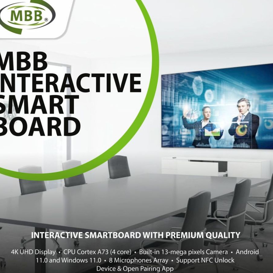 Interactive Whiteboard 75 Inch | Dual OS - Android dan Windows | OS Android 11 + Windows core i3 | S