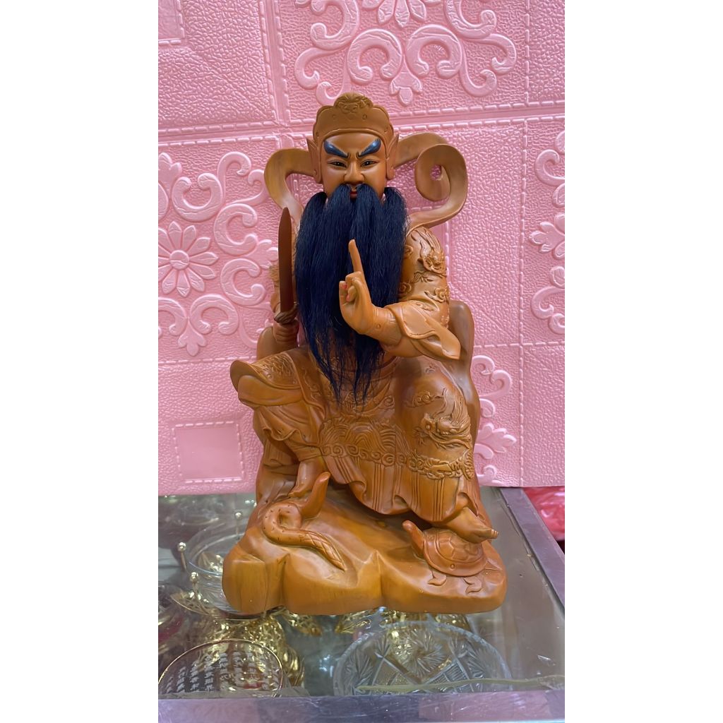 patung dewa hian tian shang ti / siong te kong / HIAN THIAN SIANG TEE - 16 inch - kayu polos - l