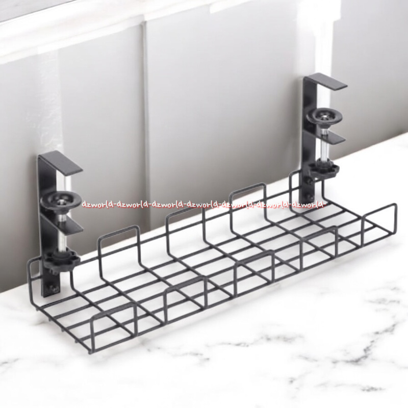 Krisbow Cable Organizer Alat Tatakan Merapikan Kabel Bawah Meja Warna Hitam