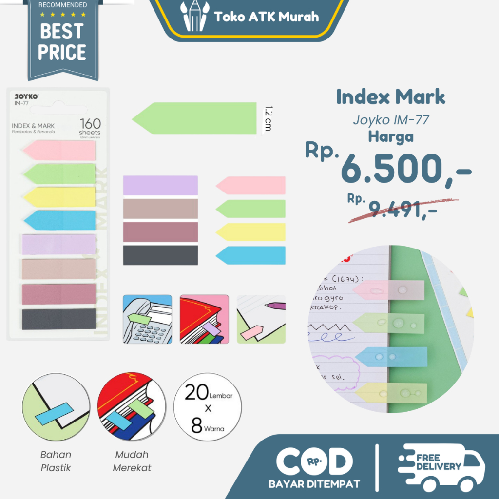

Index Mark Joyko IM-77 Plastik Sticky Notes Memo Penanda Pembatas