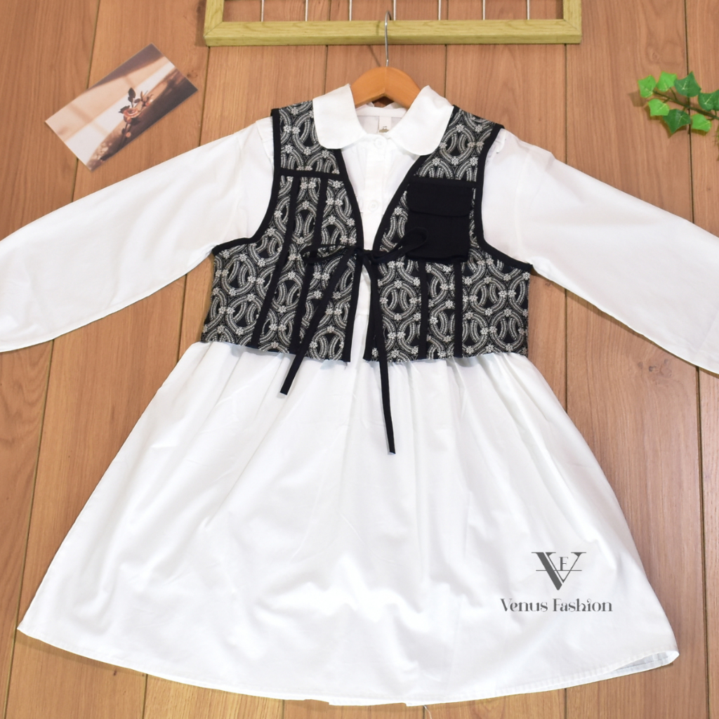 Baju Anak Perempuan - Dress Anak Perempuan usia 7 - 9 Tahun Vest Batik Hitam by Venus Fashion