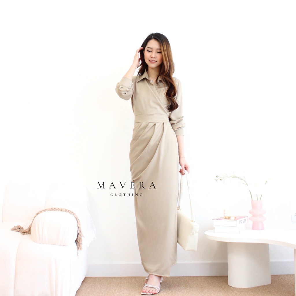 MAVERA - Victoria Dress Cotton Silk Kimono Draped Long Dress Mewah Elegan Lembut Nyaman Simple / Dre
