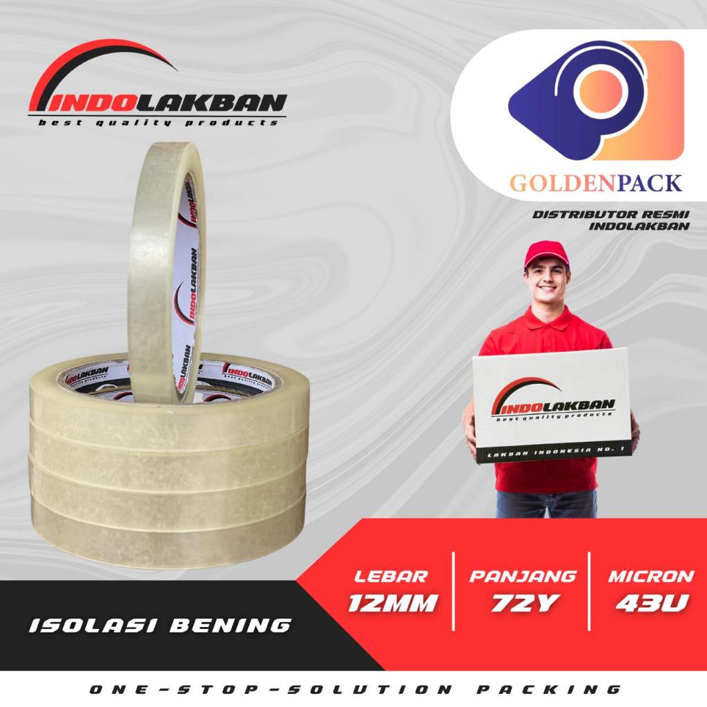 

Per pcs ISOLASI 1/2 INCH 72 YARD panjang 65 Meter Goldenpack Indolakban