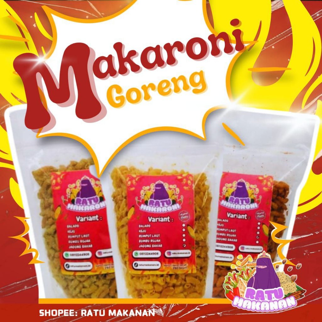 

Makaroni pedas 100g Nampol gurih renyah cocok untuk cemal cemil Ratu Makanan