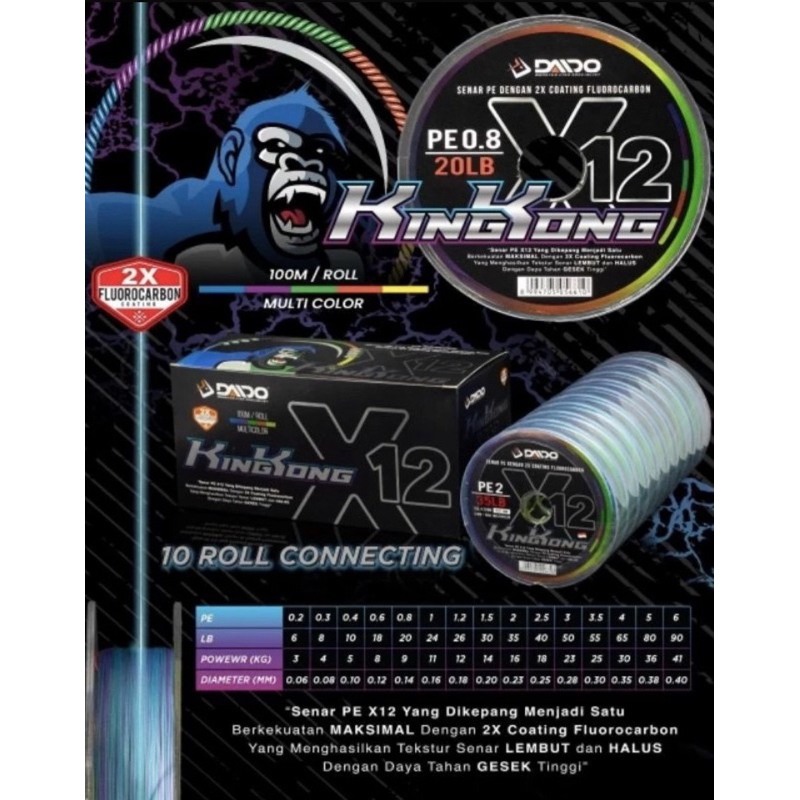 PE DAIDO KINGKONG X12 MULTICOLOURS
