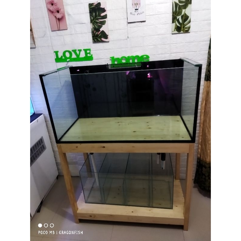 aquarium box overflow 100cm dan meja