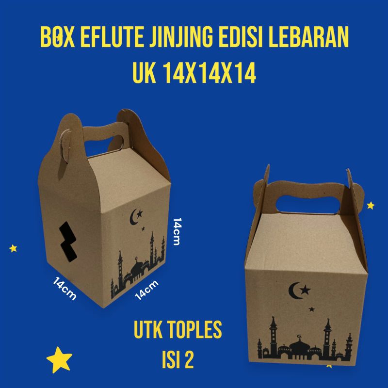 

Box Eflute jinjing edisi lebaran uk 14x14x14 utk toples isi 2.