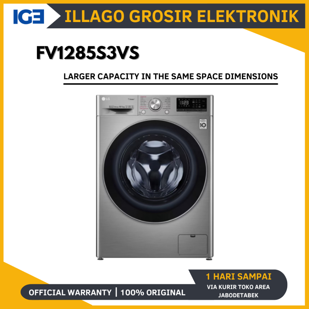 LG FV1285S3VS MESIN CUCI WASHER 8.5 KG FV-1285S3VS FV1285 1285S3VS