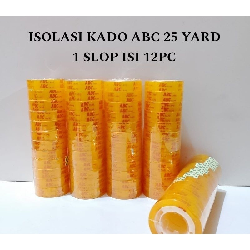 

Isolasi Mini/ Isolasi Kado 12mm x 25 Y/ Selotip Bening isi 12pcs Rol Gulungan Tebal