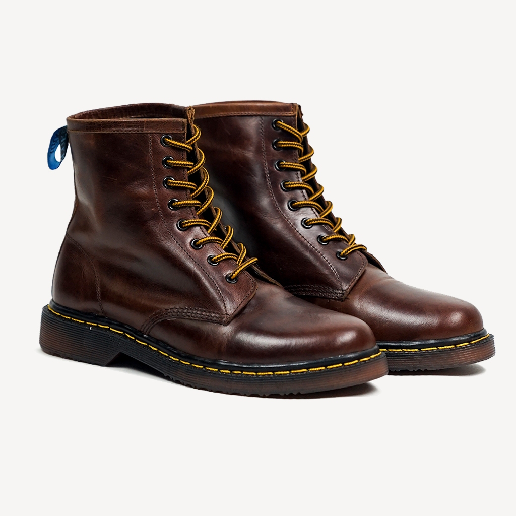 Floody Blue Kulit Sepatu Boots Pria Kulit Model Tinggi Warna Biru Floody untuk Tampilan Kasual dan F