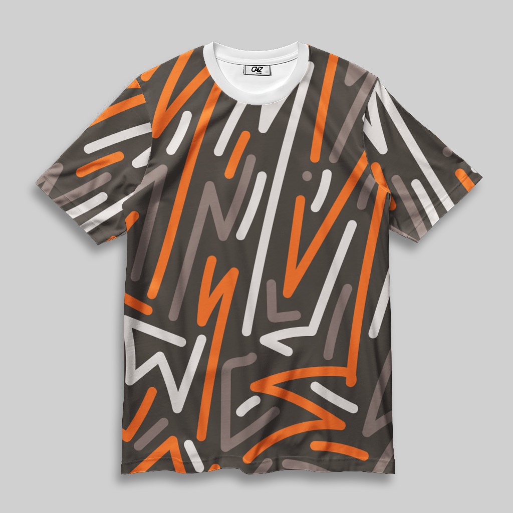 Kaos fullprint premium -  Colorful irregular line art vector