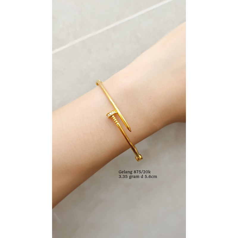 gelang branded paku emas asli kadar 875