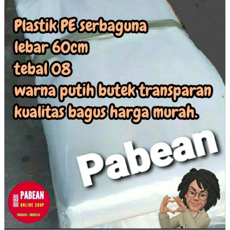 Plastik PE cor lebar 60cm tebal 80mikron warna putih butek transparan jual METERAN MURAH PROMO