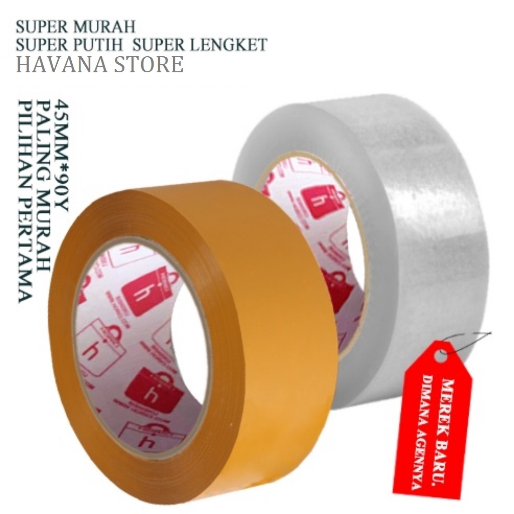 

Lakban/ Isolasi Selotip Bening Coklat Clear Tape 45mm x 90 Yard