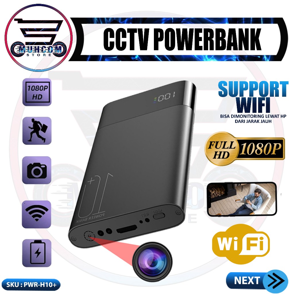 SpyCam Power Bank H10+ Spy Camera Wifi Wireless Full HD 1080p Hidden Camcorder Infrared 10000 Mah Ka