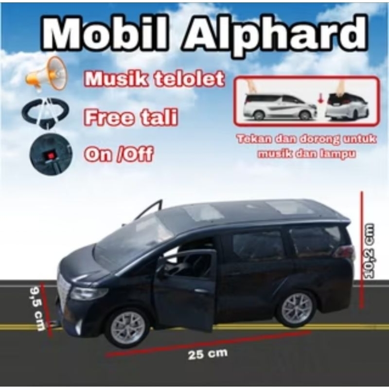 mainan mobil Alphard hitam - putih / mainan mobil Alphard ada musik telolet dan lampu dM 01