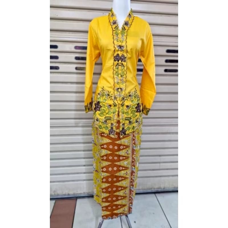 SETELAN KEBAYA ENCIM BORDIR BUNGA // KEBAYA ENCIM MODERN // KEBAYA ENCIM BAHAN KATUN LENGAN PANJANG