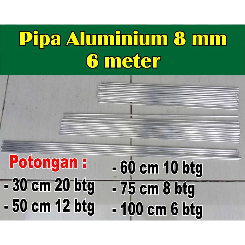 pipa aluminium 8mm 6 meter
