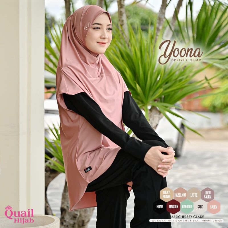 Hijab Yoona by Quail Hijab | Jilbab Sport | Bahan Jersey