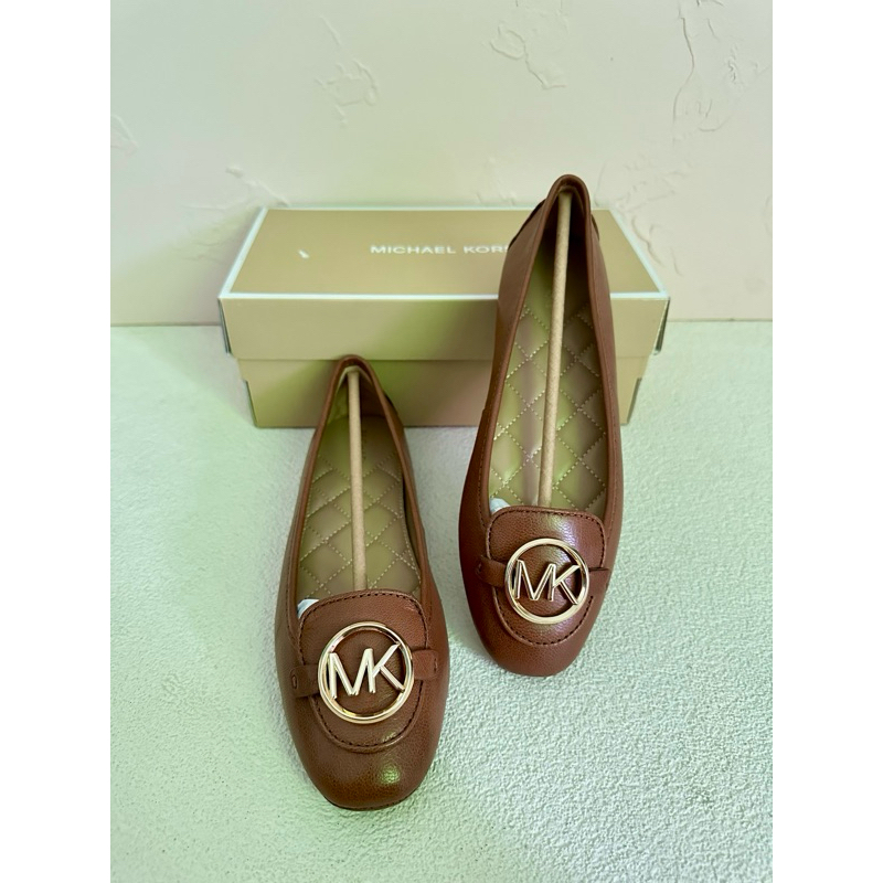 mk lillie moccasin flat luggage brown
