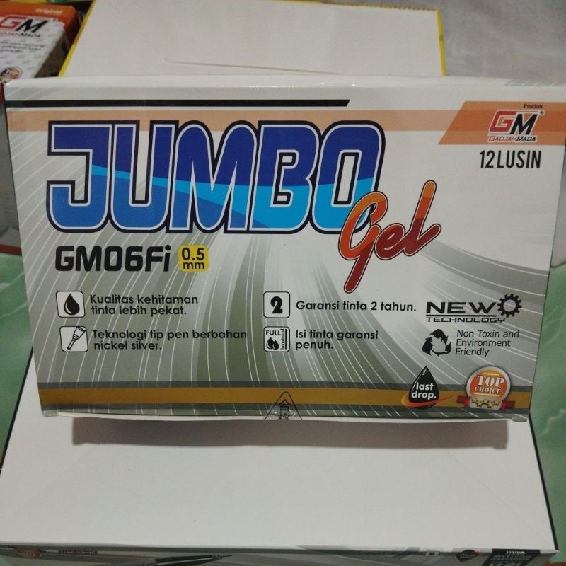 

pen pulpen gel jumbo gm 0.5 per kotak 12 pcs