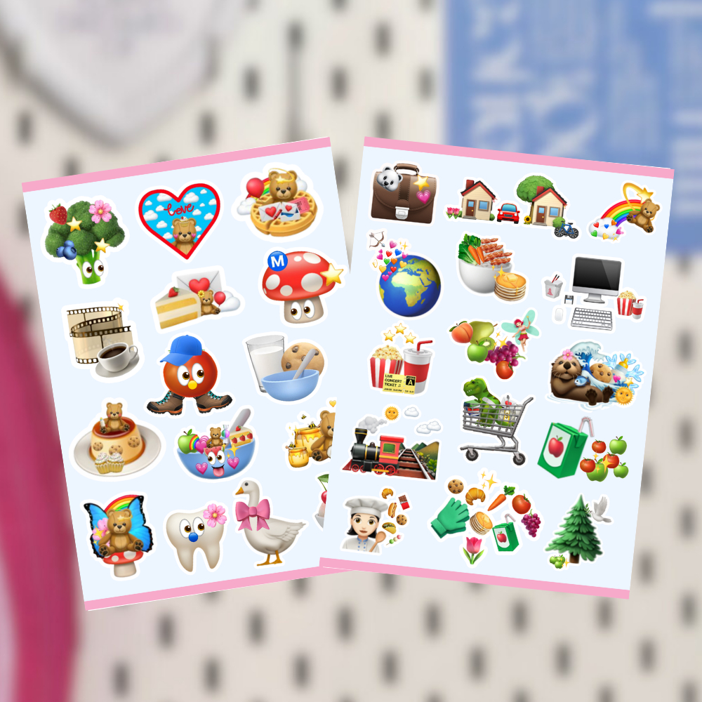 

EMOJI DECO STICKER SHEET FOR JOURALING SCRAPBOOK DECO PHONECASE TINCASE WALLET NOTEBOOK